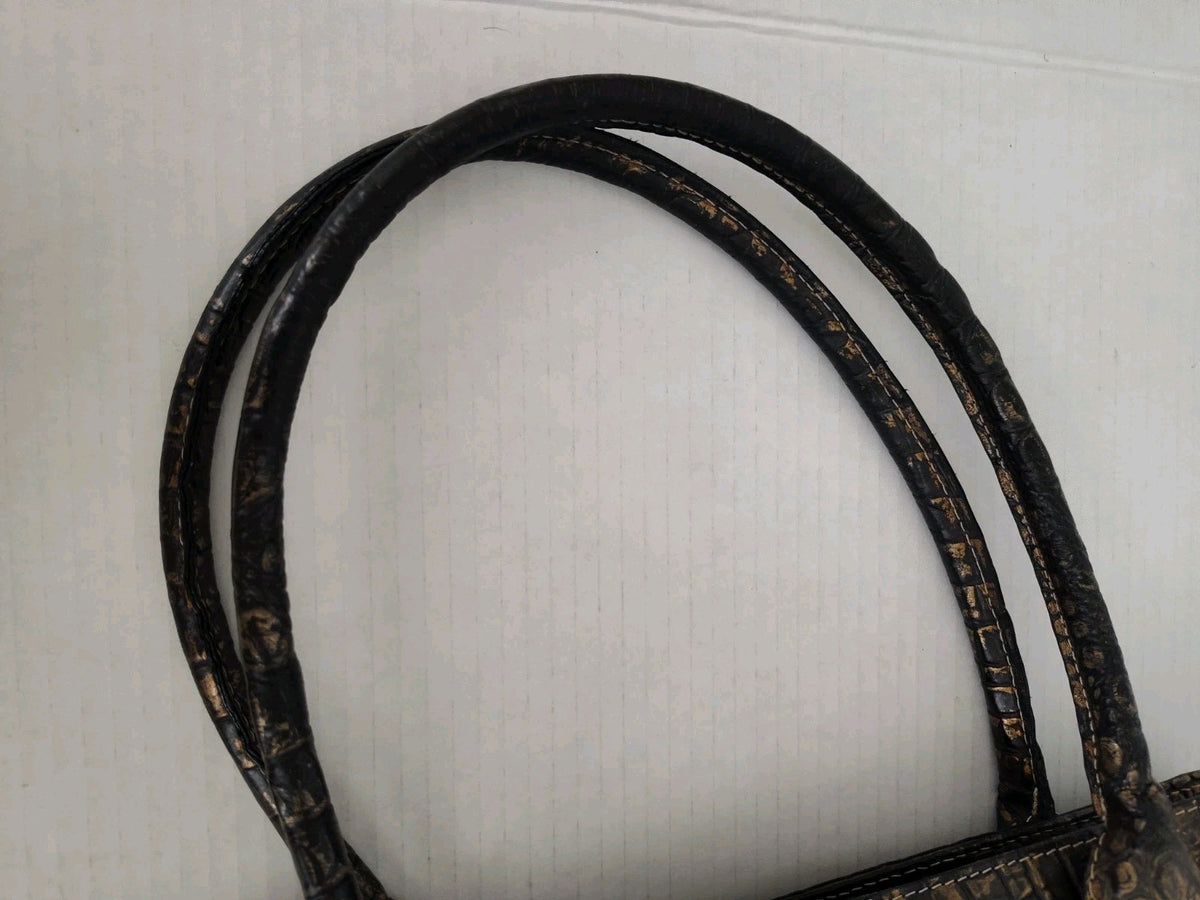 Cavalcanti Italy Black Leather Calf Hair and Cowhide Handbag