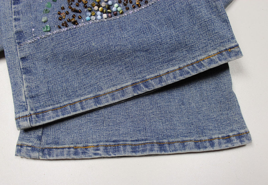 Cache Y2K Embellished Flared Denim Jeans Size 8