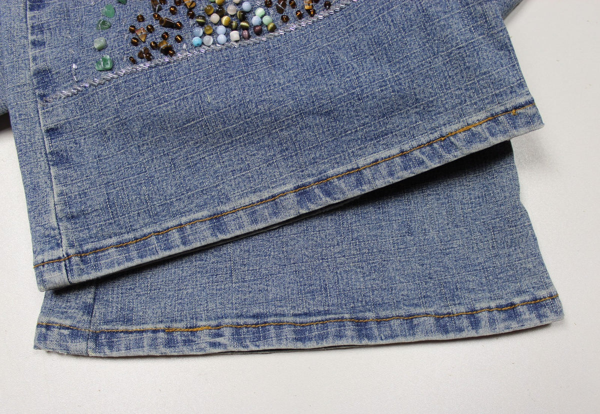 Cache Y2K Embellished Flared Denim Jeans Size 8