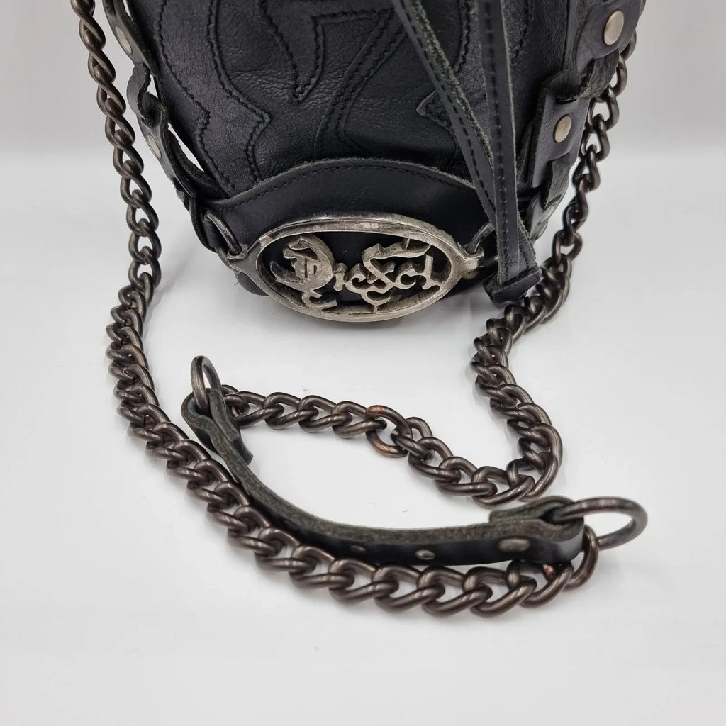 Diesel Vintage Black Leather Shoulder Bag
