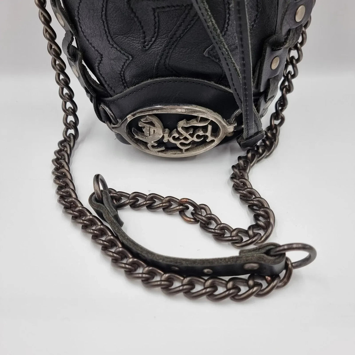 Diesel Vintage Black Leather Shoulder Bag