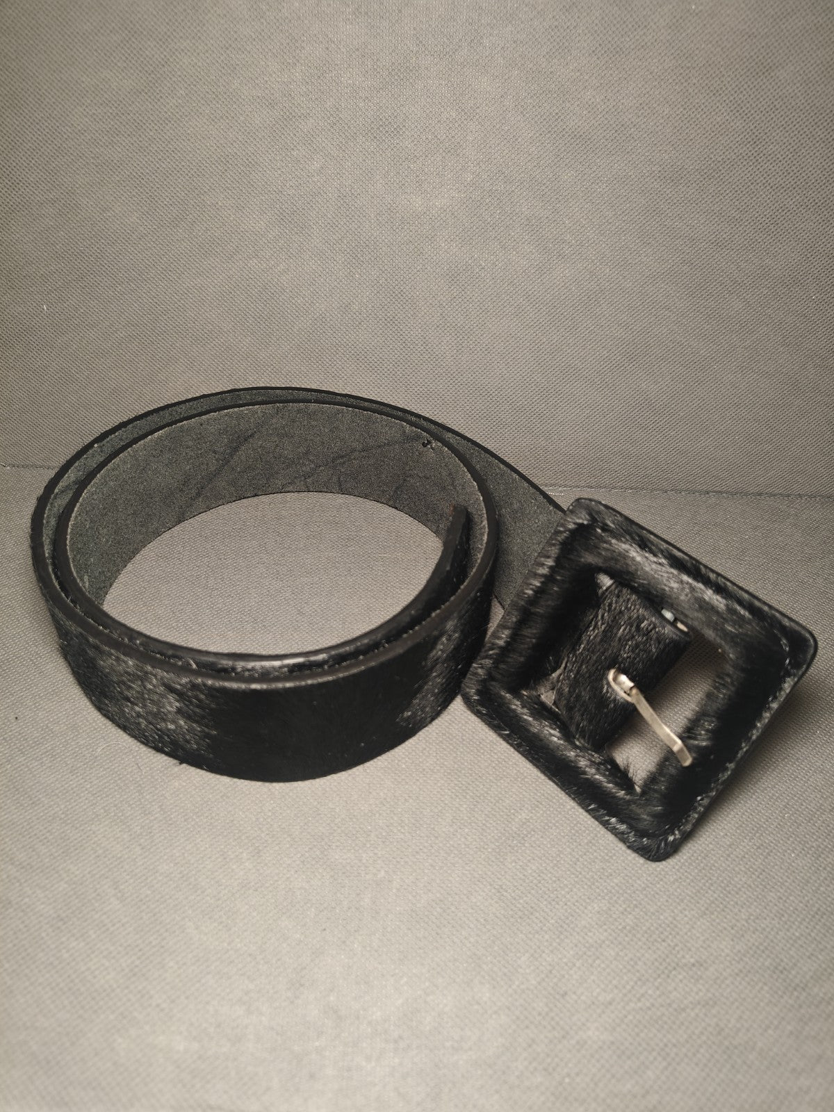 Wide Black Ponyhair Belt