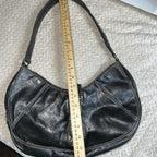Vintage GUESS Black Baguette Shoulder Bag Y2K Buckle Faux Leather