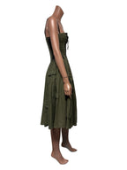 Vtg Dolce & Gabbana SS2003 Military Green Lace Up Dress S 40