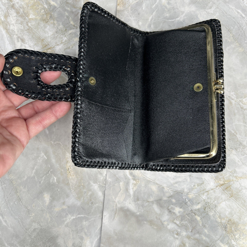 Vintage Handmade Python Skin Clutch Check Wallet With Pen Holder