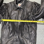 Vintage Route 66 Jacket Leather Fringe Front Zip Black Womens 12 Biker Rodeo