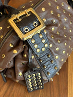Be&D Studded Garbo Handbag Brown Lambskin