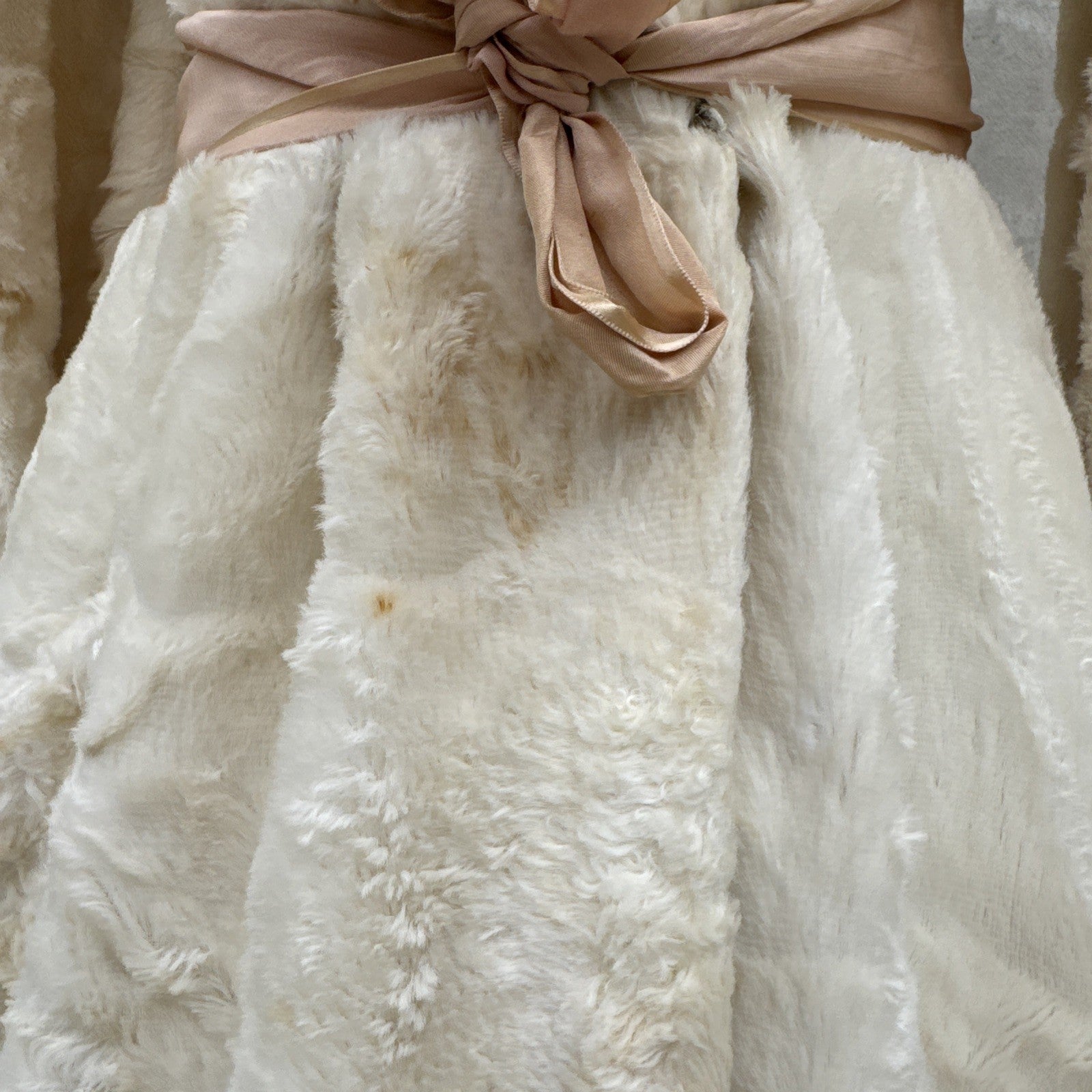 Vintage 1930s White Plush Teddy Bear Dressing Gown Ermie Art Deco Dress Coat