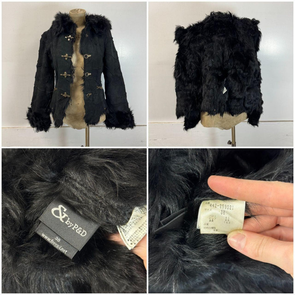 Vintage Y2K Japanese &byP&D Shearling Hooded Fireman-Clasp Jacket