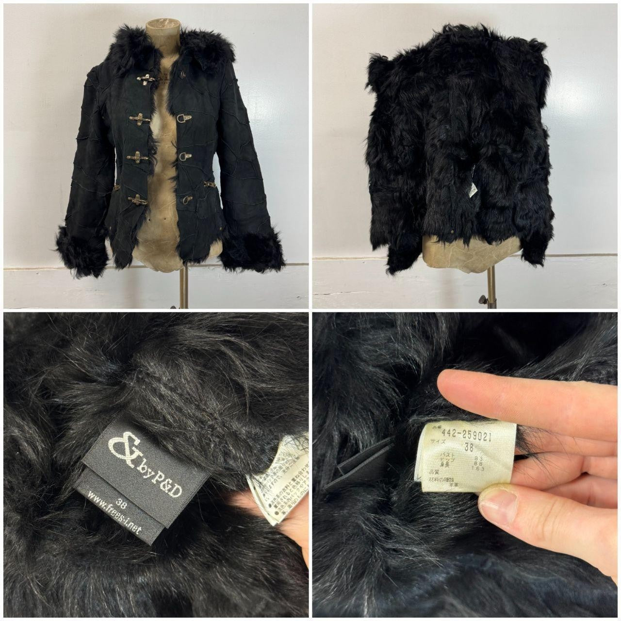 Vintage Y2K Japanese &byP&D Shearling Hooded Fireman-Clasp Jacket