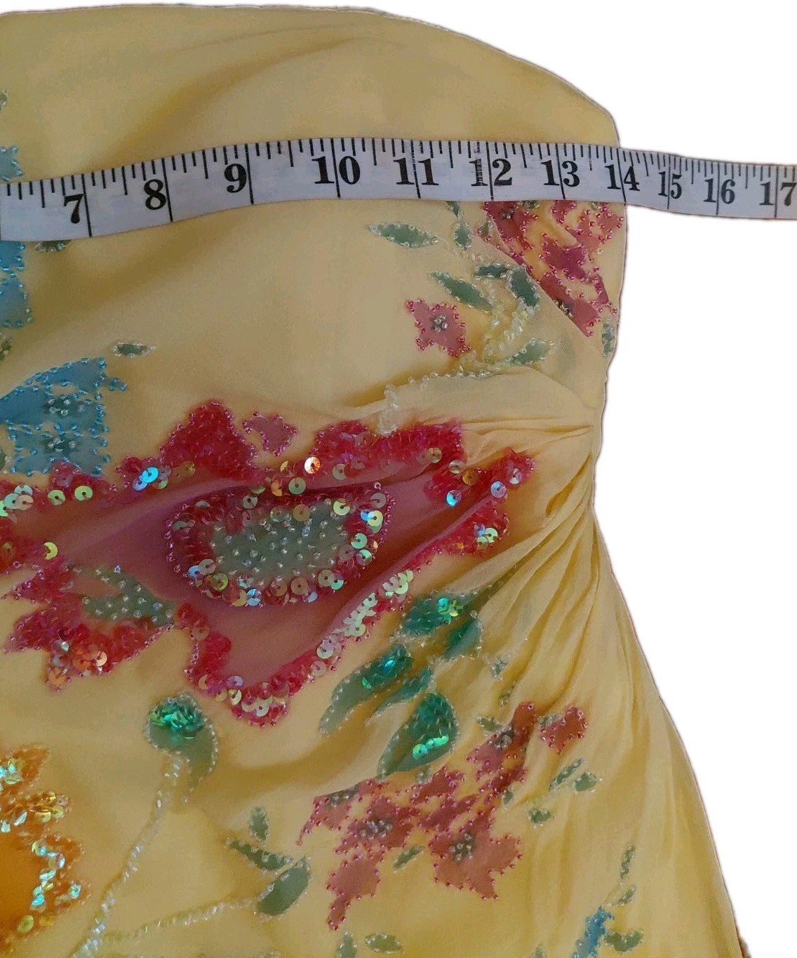 Vintage Cache Yellow Beaded Maxi Dress