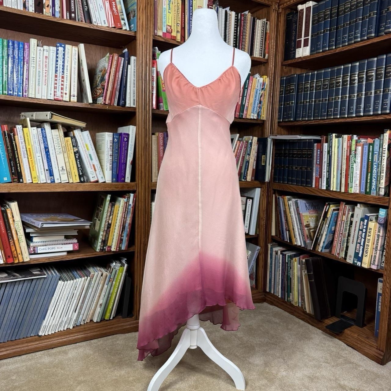 Express 1990s Asymmetrical Ombre Pink Silk Slip Dress Medium