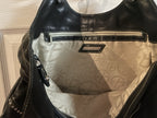 Francesco Biasia Y2K Black Leather Studded Hobo Shoulder Bag Large