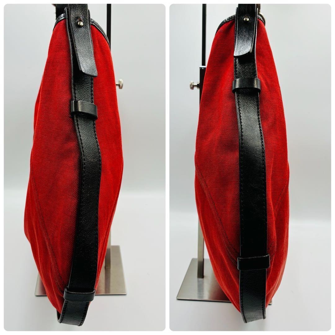 Authentic Yves Saint Laurent rivegauche Mombasa shoulder bag canvas red rare
