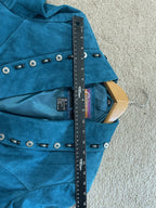 Cripple Creek Suede Leather Jacket Fringed Studded Beaded Teal Women's Large