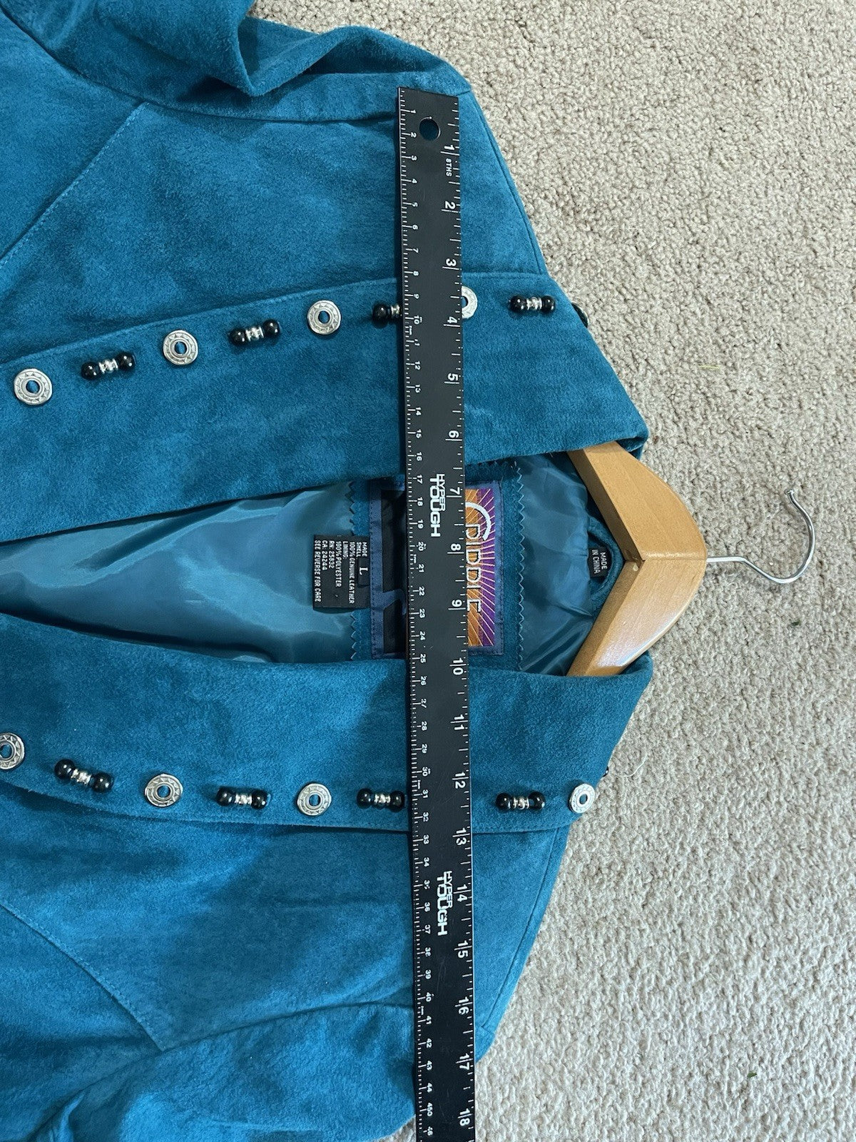 Cripple Creek Suede Leather Jacket Fringed Studded Beaded Teal Women's Large
