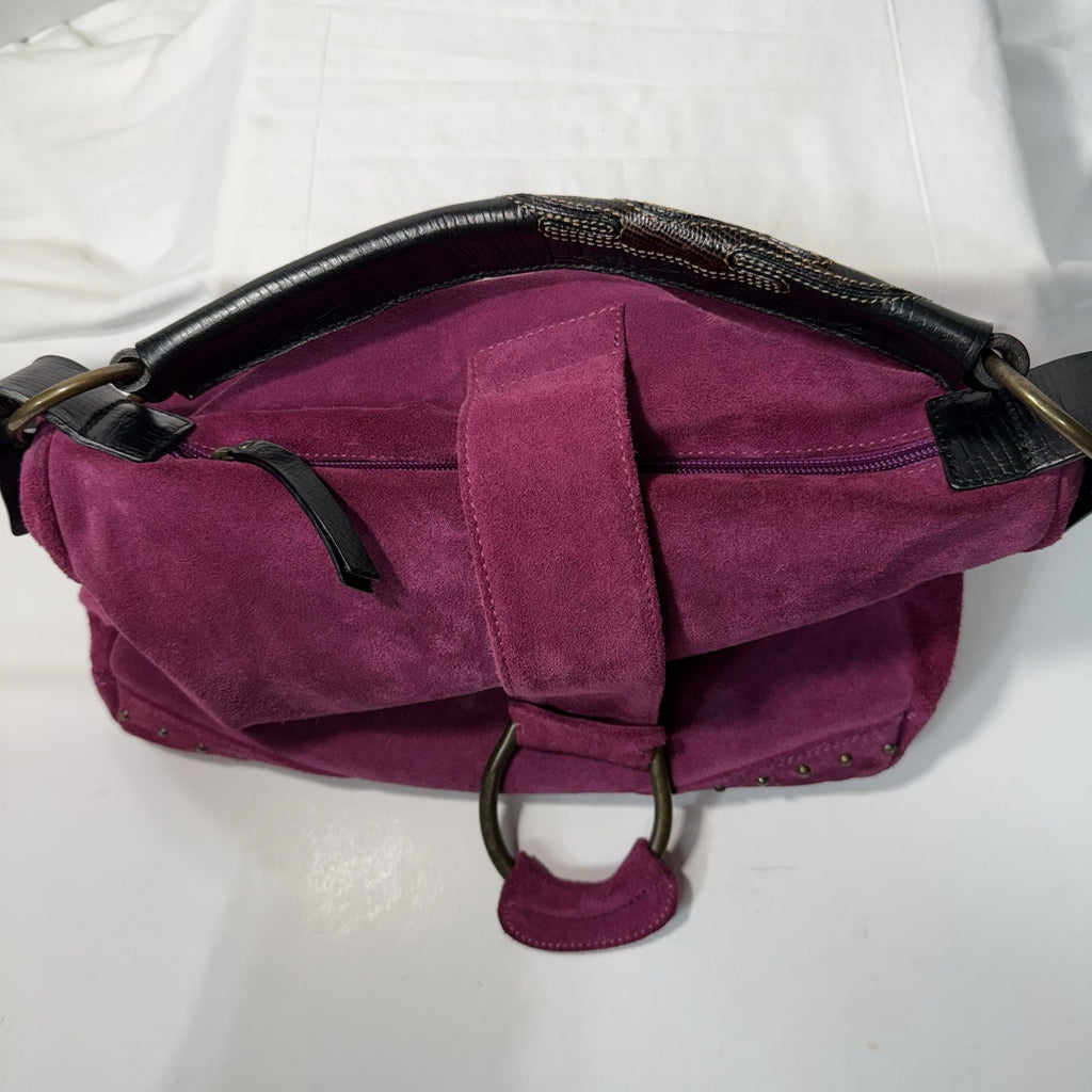 Francesco Biasia Split Leather Handbag - Purse - Maroon Soft Leather