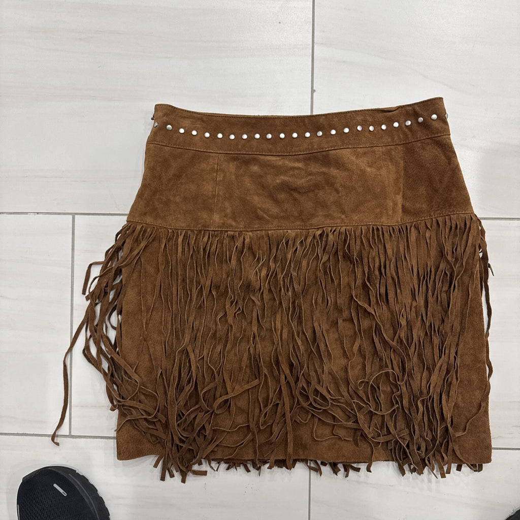 Vintage Bagatelle Skirt Brown Suede Leather studded Size S