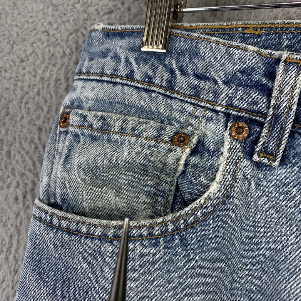 Vintage Levis 505 Jeans Mens 33x34 (32x33.5) Light Wash Straight Denim USA 90s