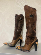 Gianmarco Lorenzi Limited Cowboy Women Boots Very Sexy Heels Size 37