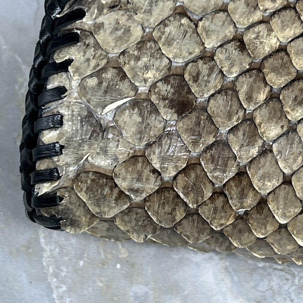 Vintage Handmade Python Skin Clutch Check Wallet With Pen Holder