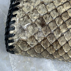Vintage Handmade Python Skin Clutch Check Wallet With Pen Holder