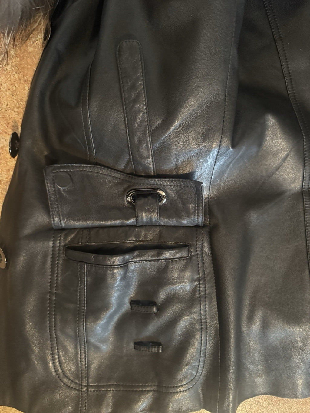 Italian Lamb Skin Leather Jacket with Removable Rabbit Insulation and Silver Fox Trim