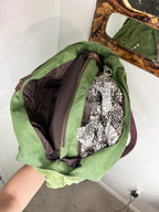 Lucky Brand Y2K Green Suede Studded Hobo Shoulder Bag