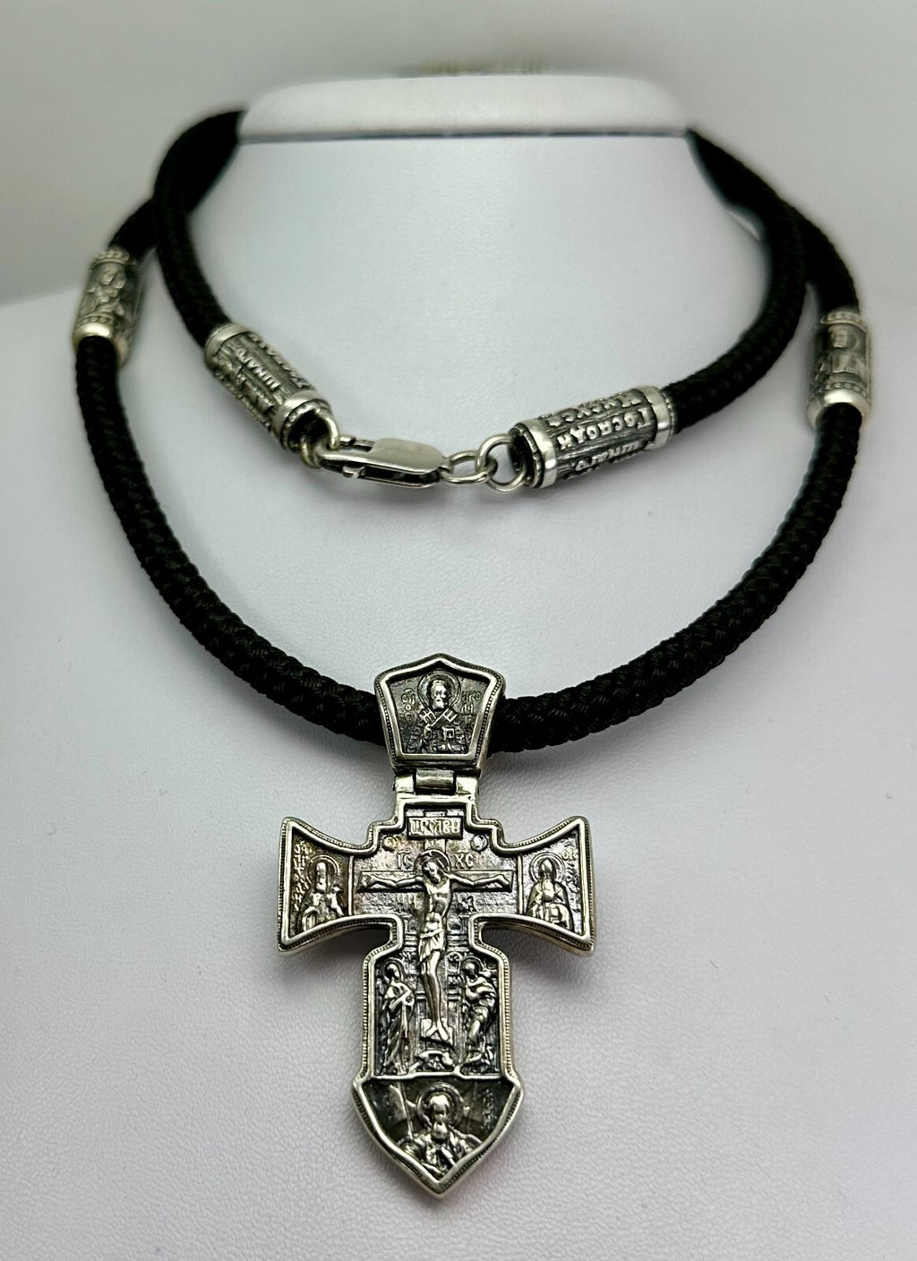 Chic Original Vintage Sterling Silver 925 Silk Necklace & Cross 60 cm, 55,09 g.