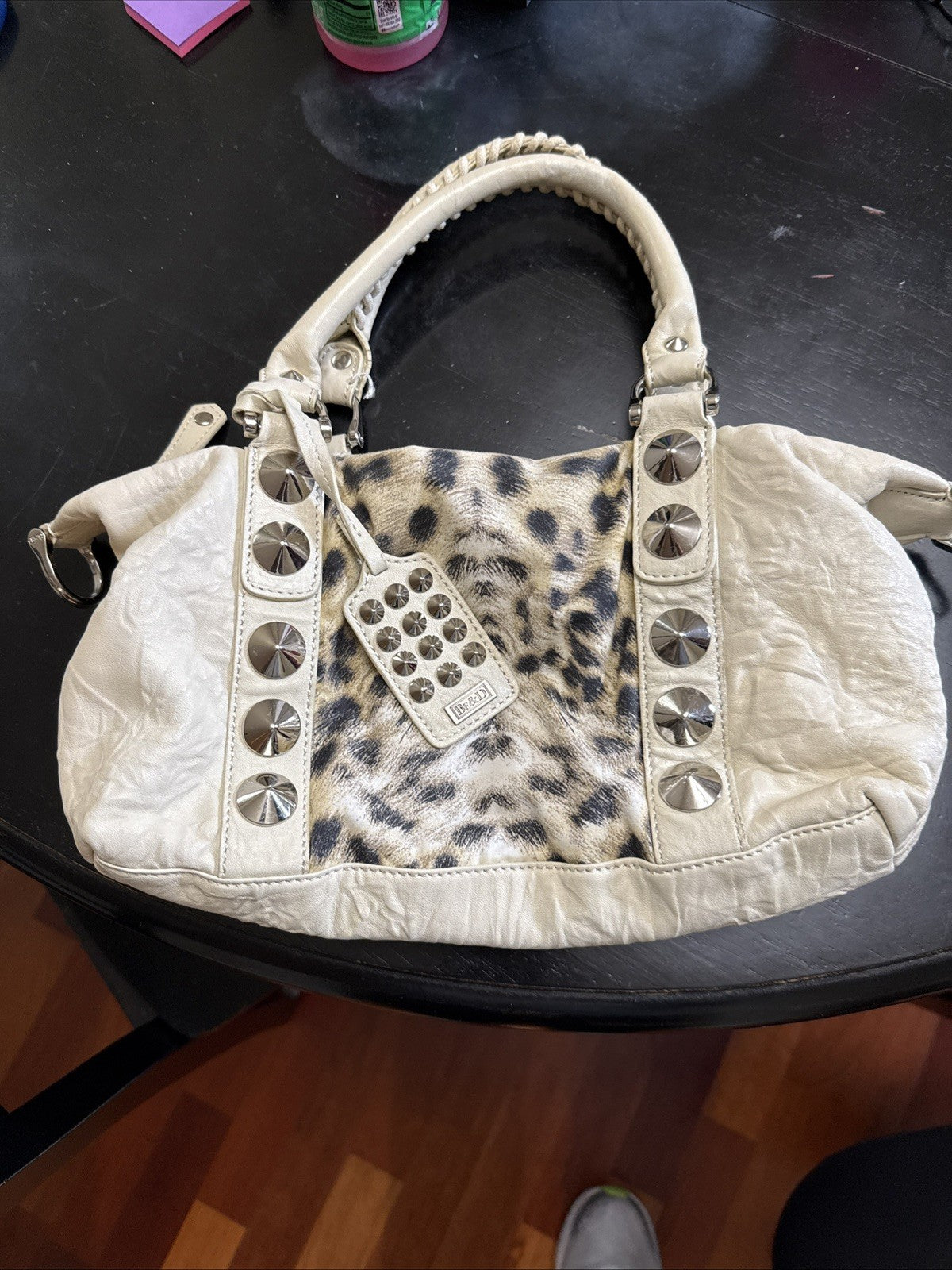 BE & D Garbo Natural Beige Leather Large Studded Tote