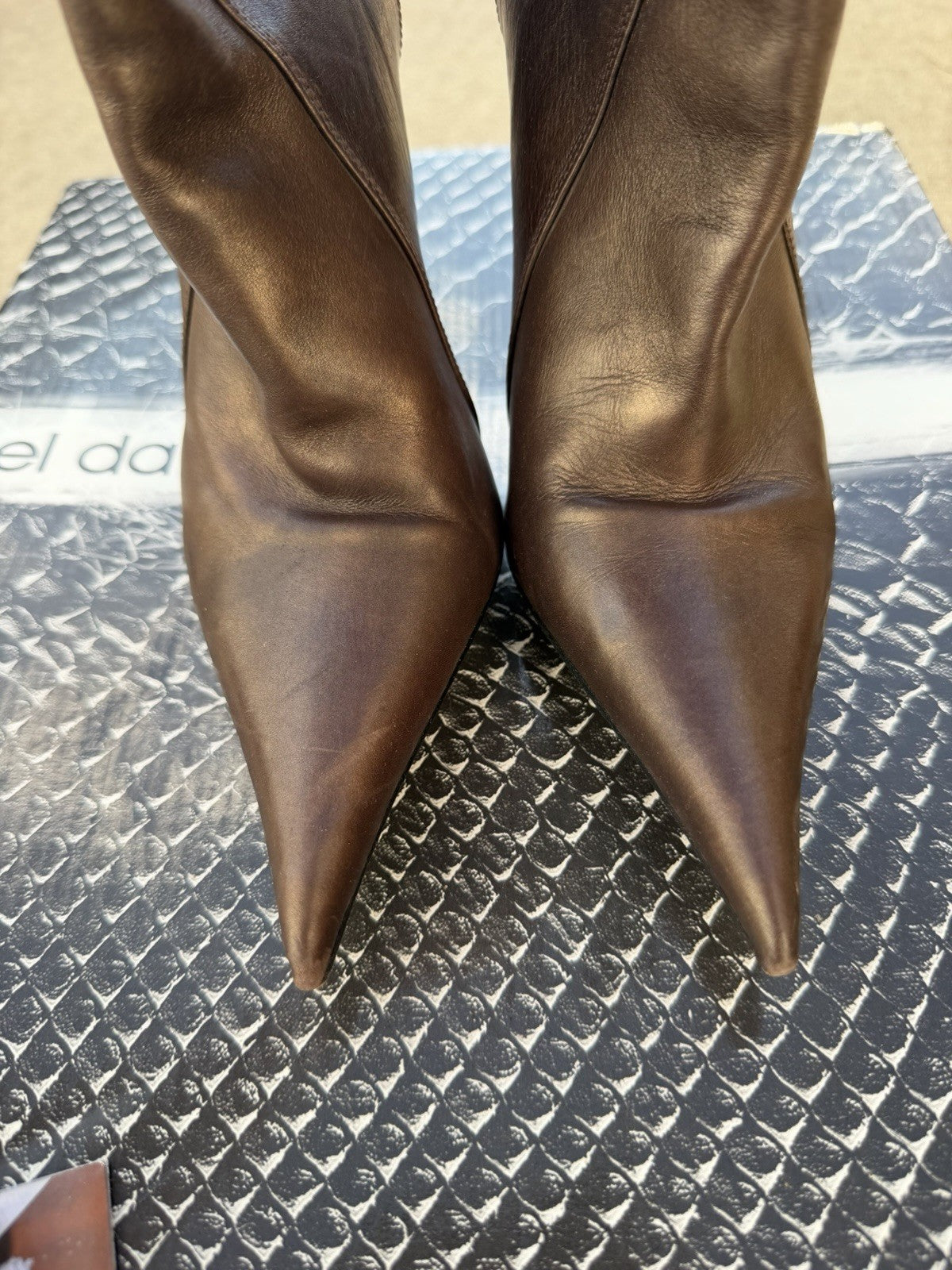 El Dantes Brown Leather Knee High Stiletto Boots Size 6