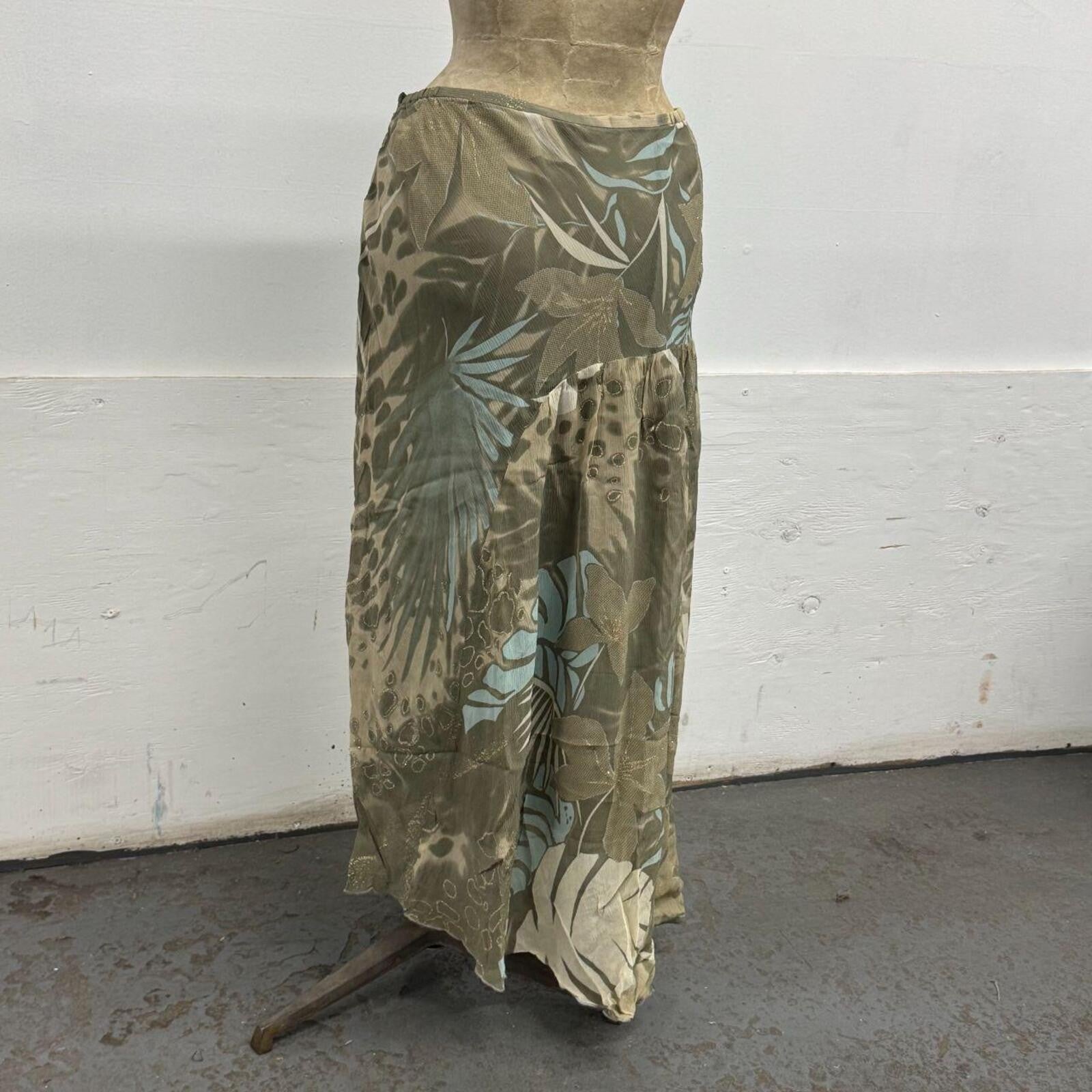 Vintage Y2K Multiples Créateur Asymmetric Silk Maxi Skirt