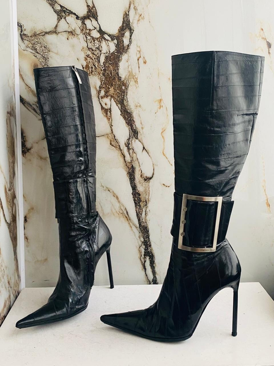 Gianmarco Lorenzi Women Boots  High Heels Eel leather Italian Boots Size 38