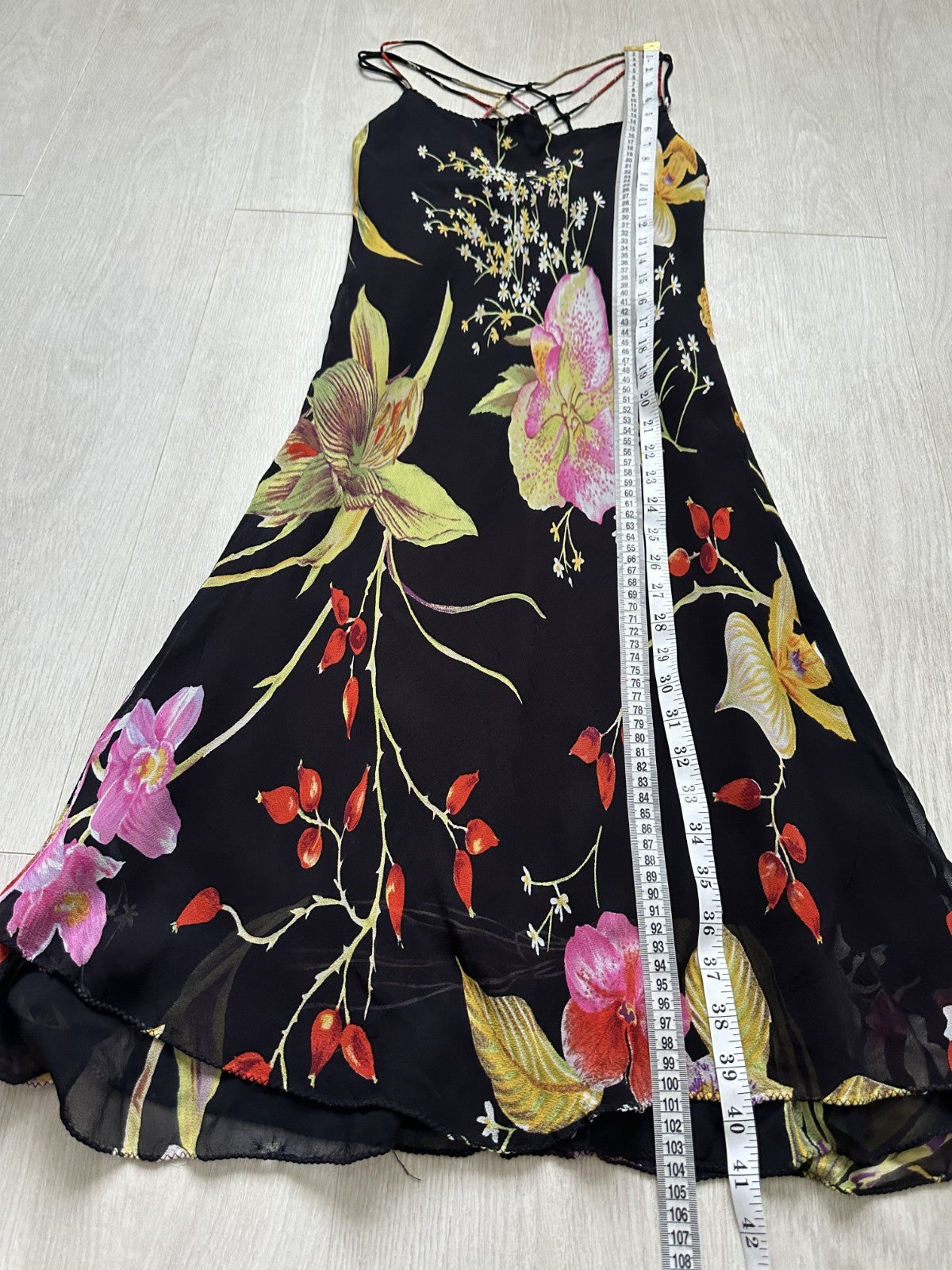 René Derhy Y2K Floral Spider Back Midi Dress