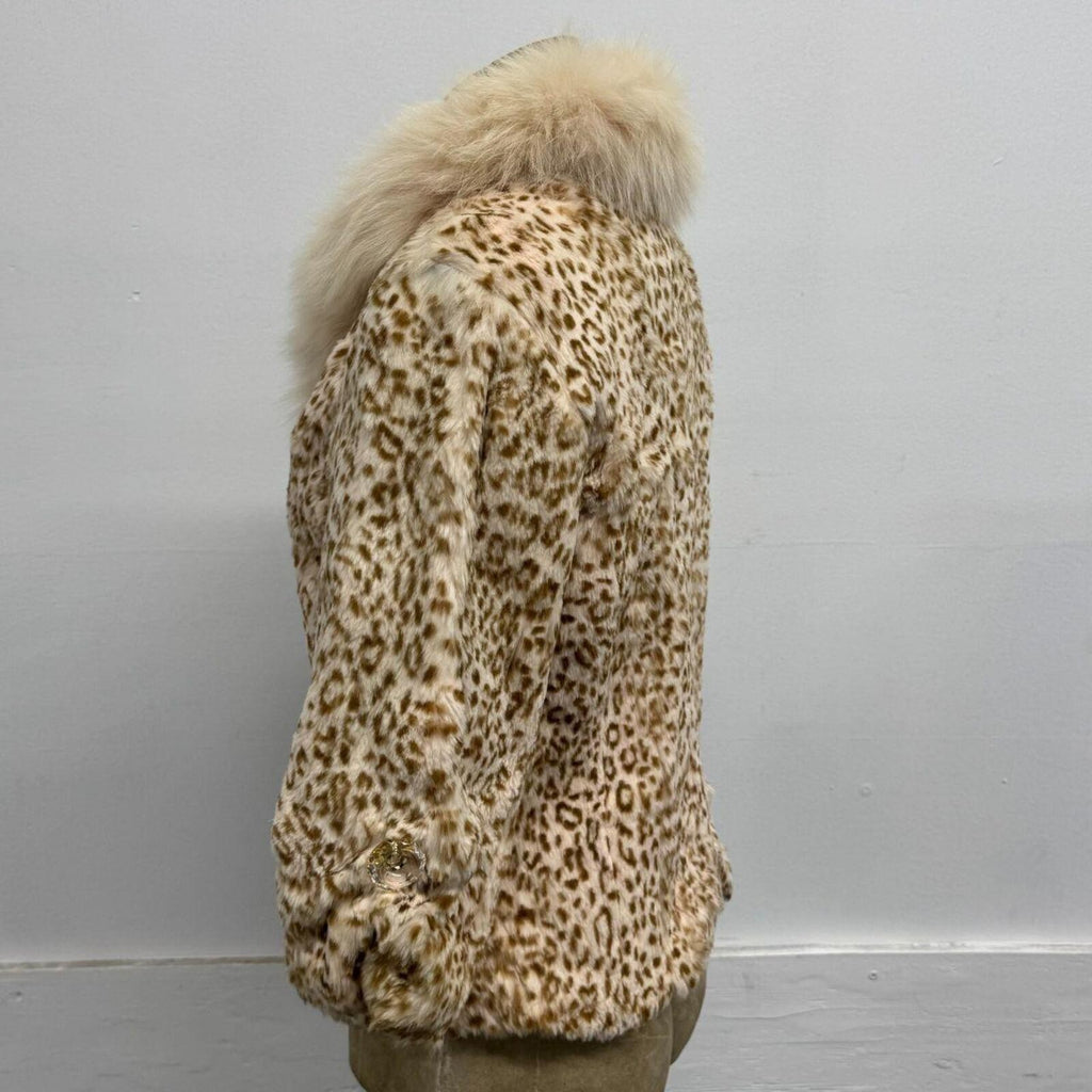 Vintage Y2K Pastel Rabbit and Fox Fur Jacket