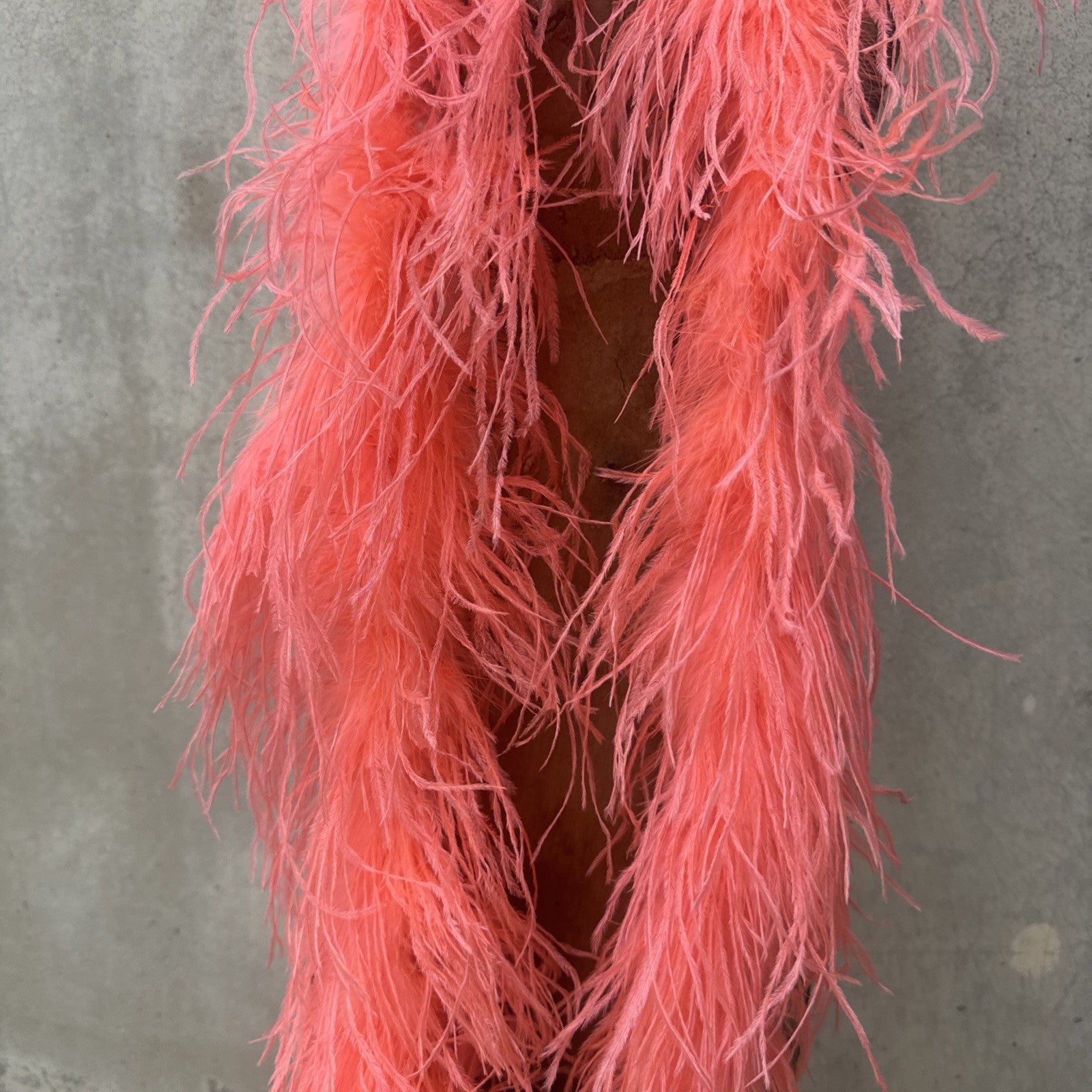 Vintage 1930s Pink Ostrich Feather Boa Scarf Shawl Old Hollywood Dress Accent