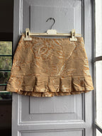 Y2K Brocade Two Piece Set Gold Floral Corset Top and Mini Skirt