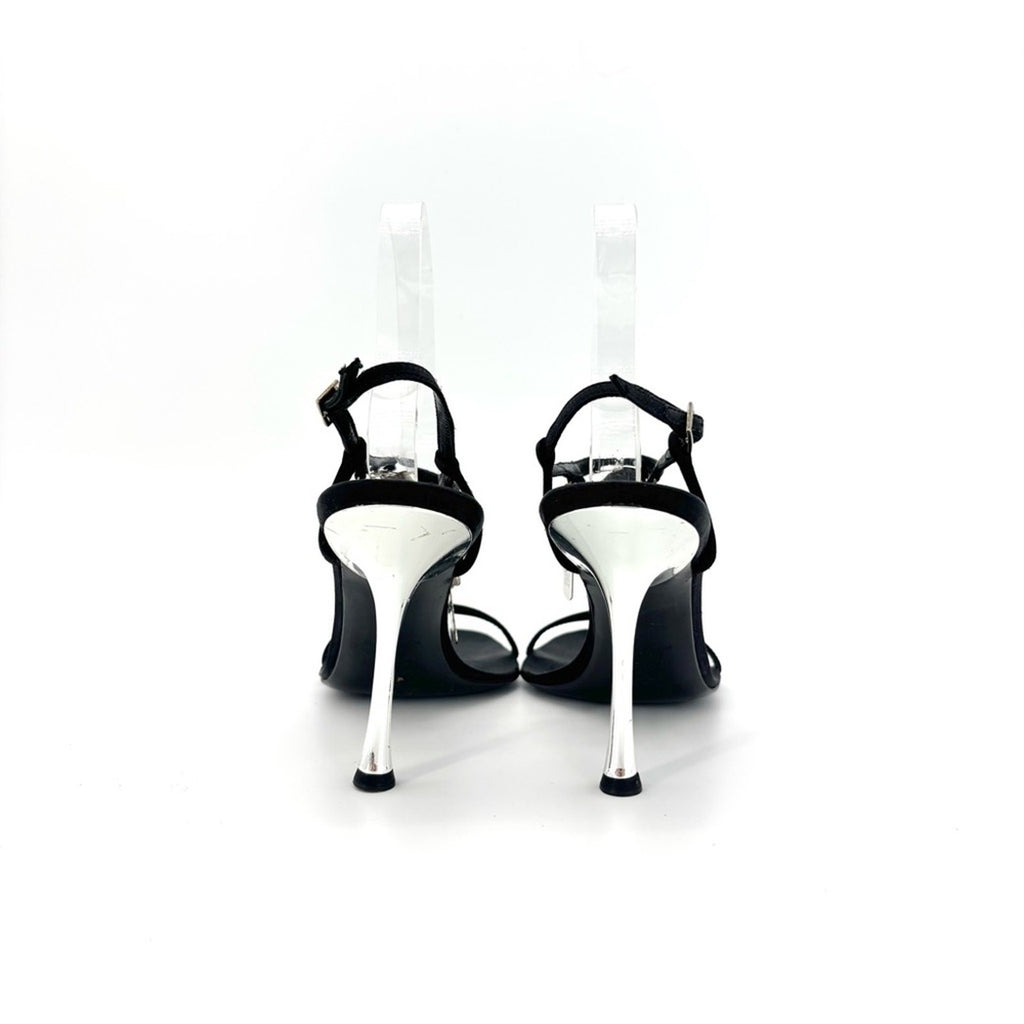 Vintage Dior Galliano 2004 Dog Tag Strappy Satin Heeled Sandals