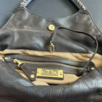Be&D Studded Animal Print Hobo Bag in Brown and Tan