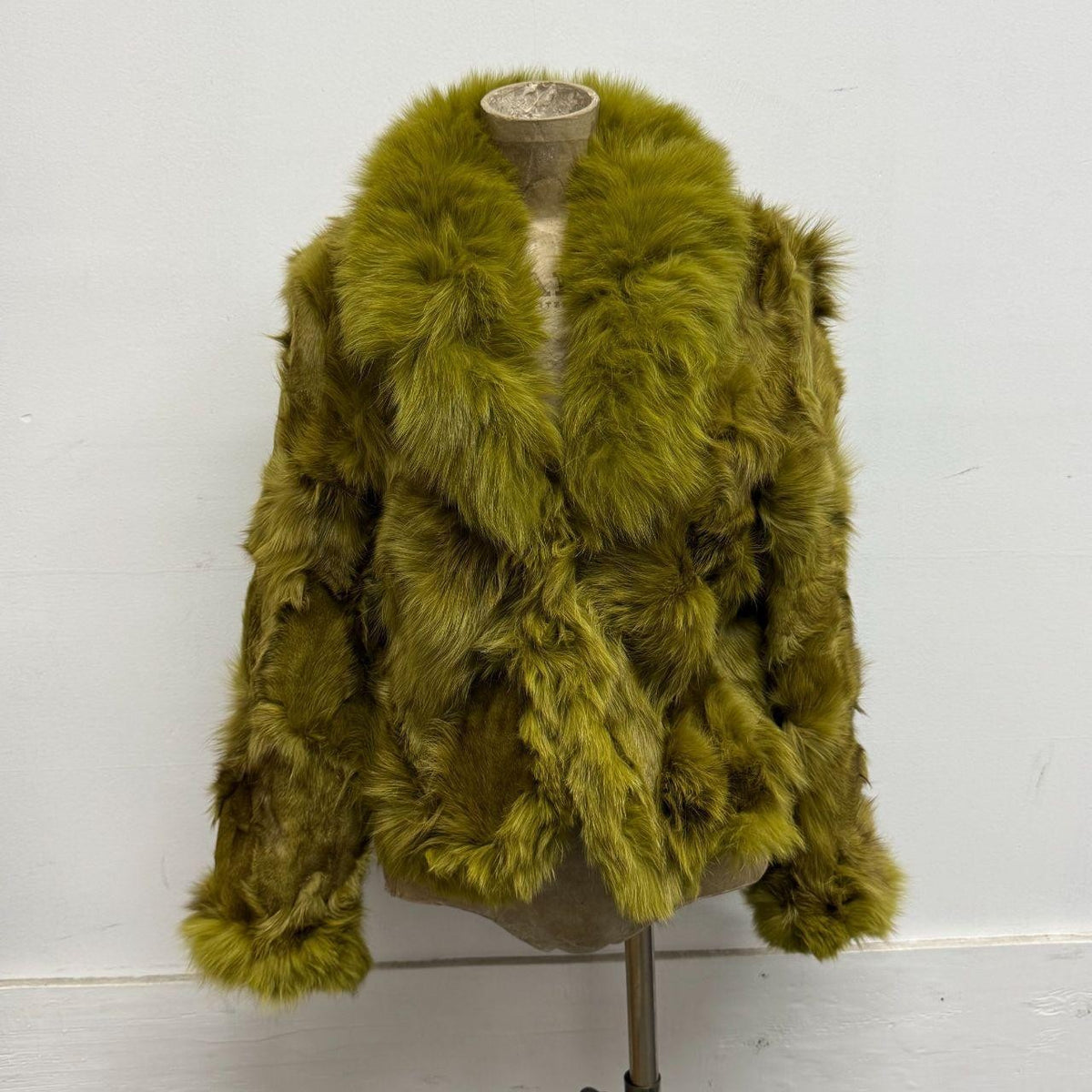 Vintage Y2K Green Chartreuse Fox Fur Jacket