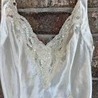 Vtg Victoria's Secret Slip Dress Chemise Sz S Ivory Lingerie 90s Coquette Bridal