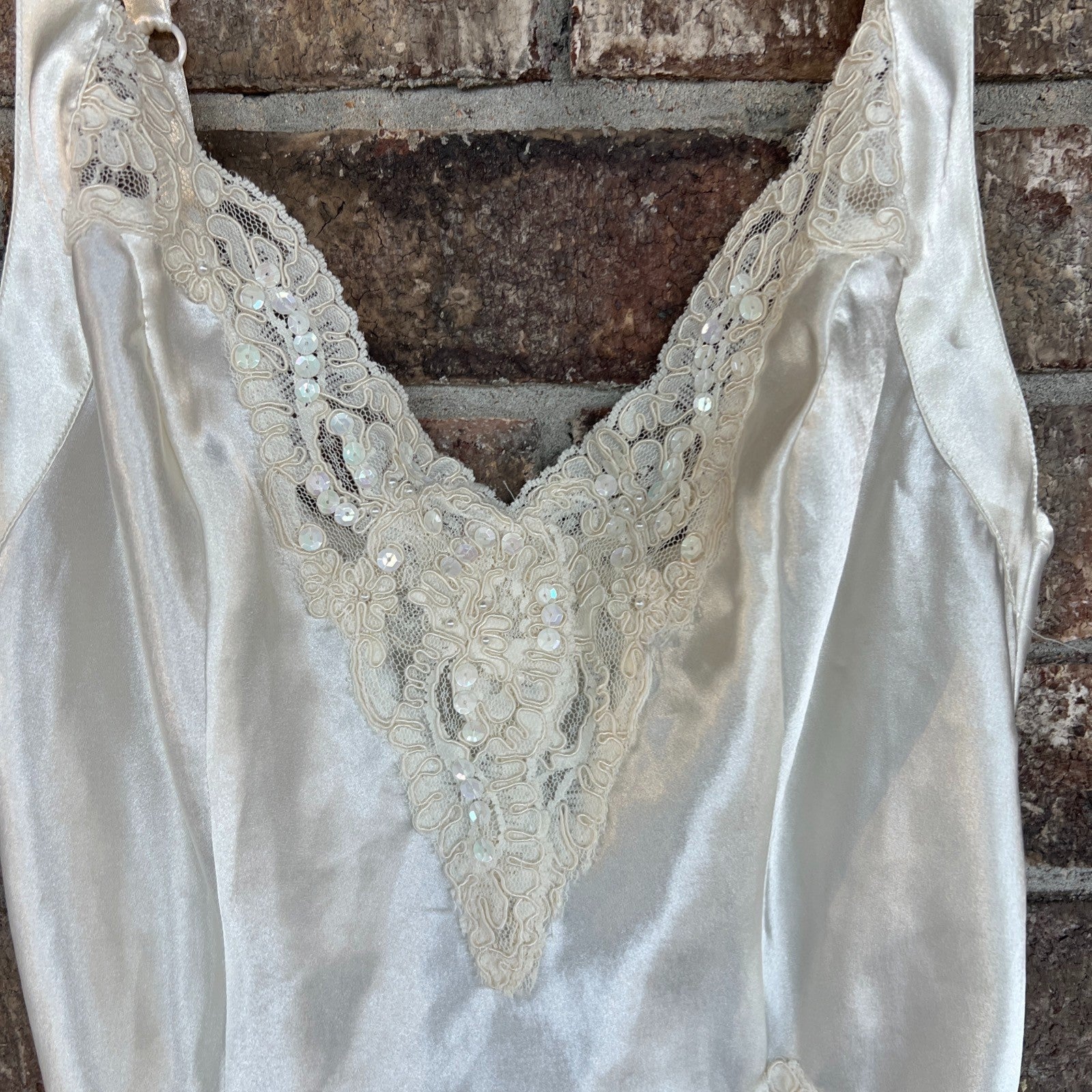 Vtg Victoria's Secret Slip Dress Chemise Sz S Ivory Lingerie 90s Coquette Bridal