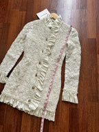 Alexander Wang Smocked Ruffle Long Jacket Dress S In Vintage White