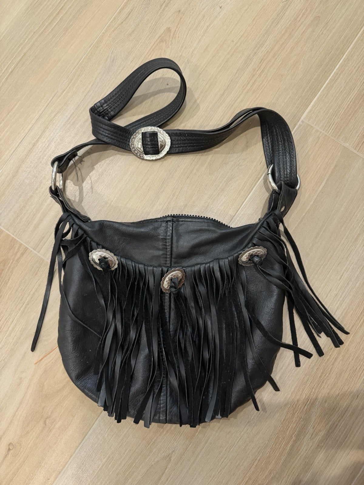 Vintage Western Boho Genuine Leather Crossbody Fringe Purse