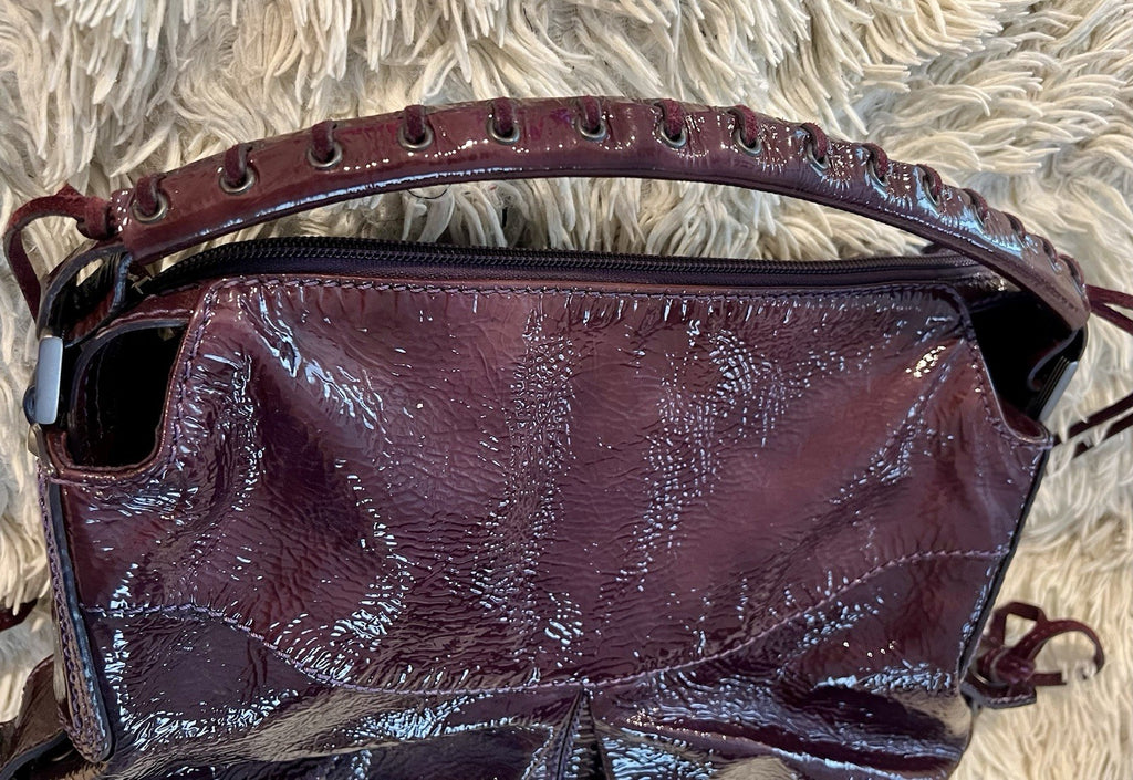 Francesco Biasia Purple Patent Leather Shoulder Bag