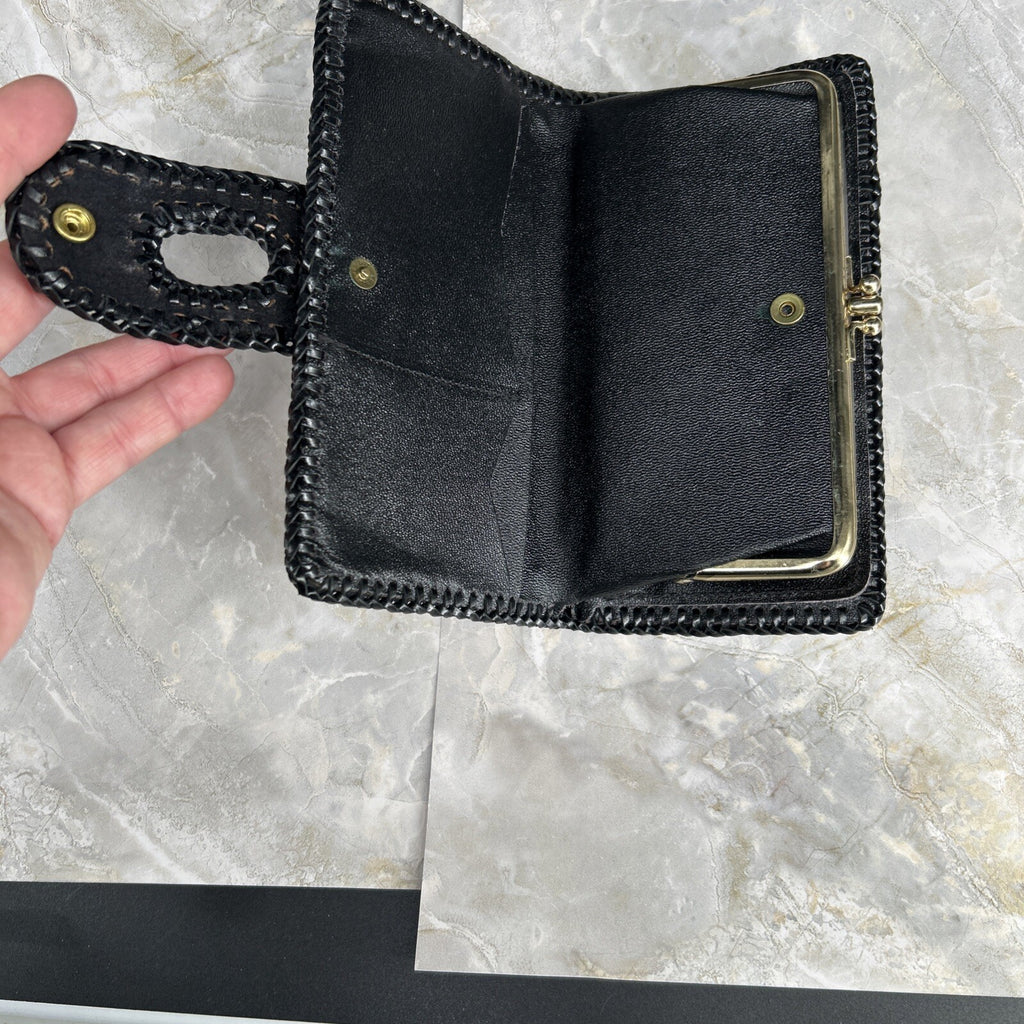 Vintage Handmade Python Skin Clutch Check Wallet With Pen Holder
