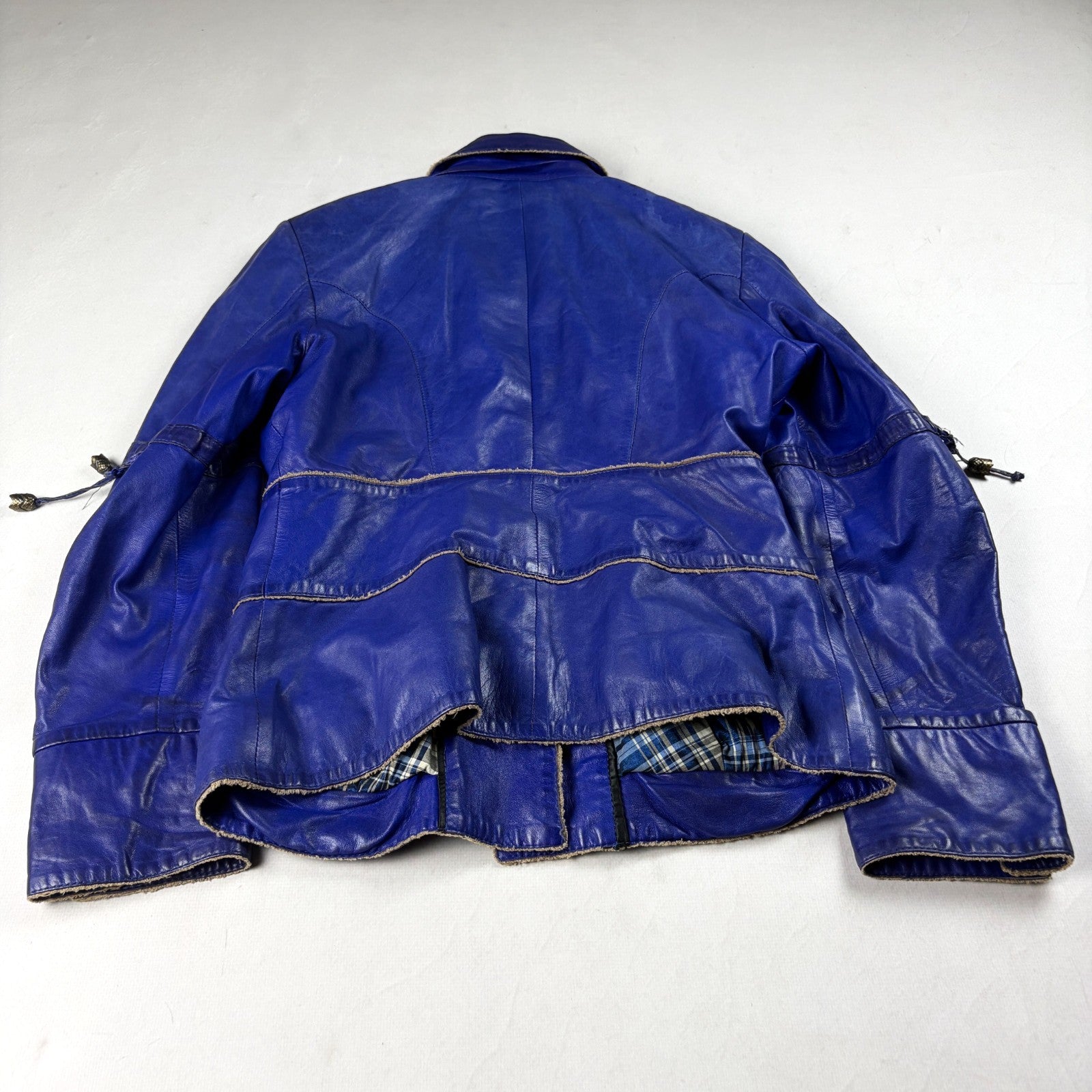 Franco Favori Vintage Real Leather Jacket Small Blue