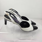 Ralph Lauren Collection Y2K Black and White Cap Toe Slingback Pumps Size 5.5B