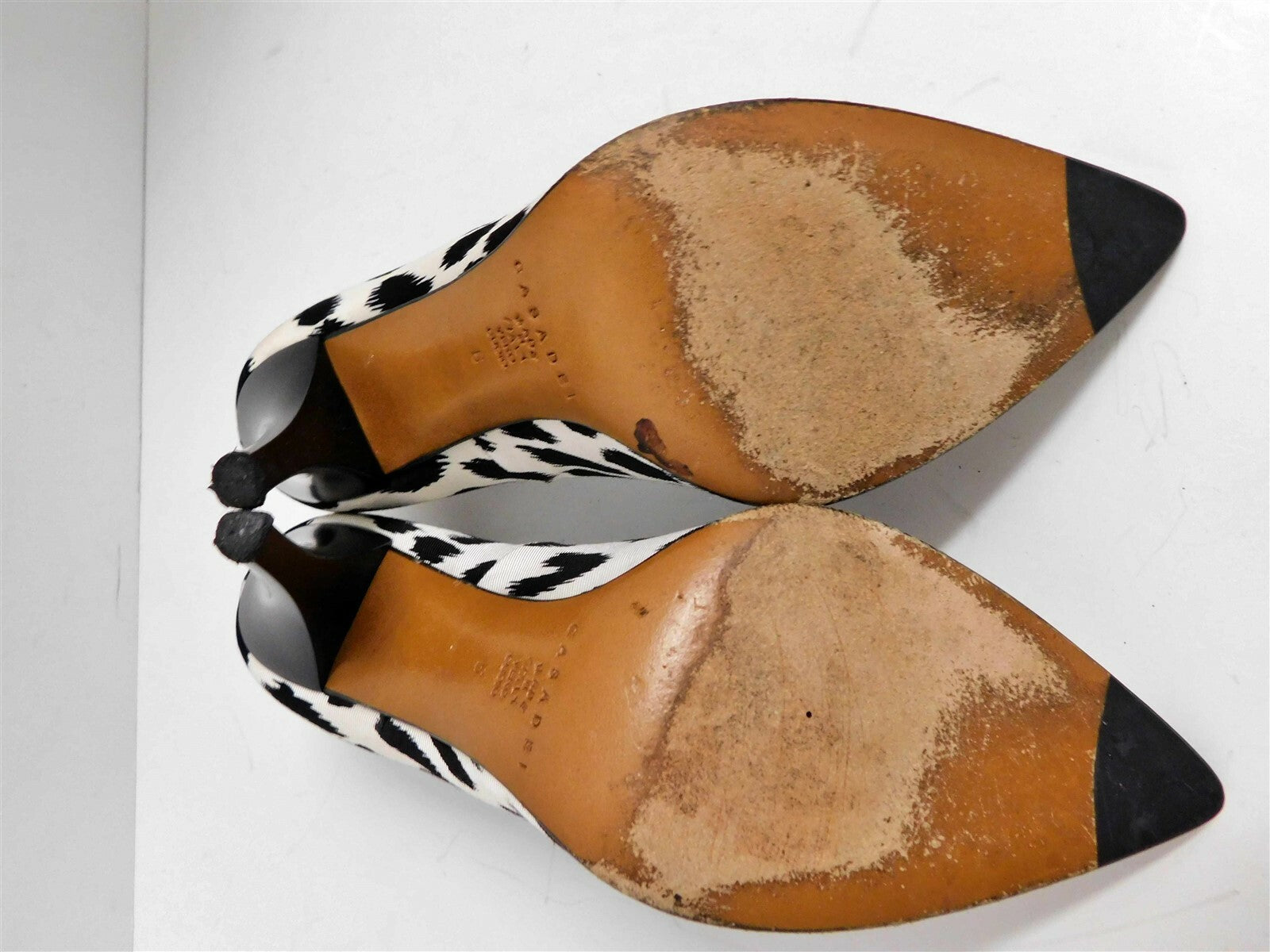 Casadei Black White Animal Print Canvas High Heel Pumps Italy 6 M