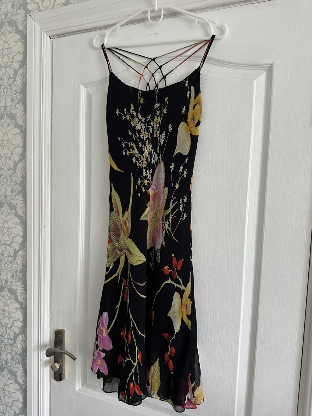 René Derhy Y2K Floral Spider Back Midi Dress